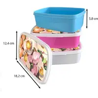 MuchoWow Broodtrommel Blauw - Lunchbox - Brooddoos - Bloemen - Planten - Orchidee - Kunst - 18x12x6 cm - Kinderen - Jongen