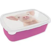 MuchoWow Broodtrommel Roze - Lunchbox - Brooddoos - Varken - Roze - Dieren - Natuur - 18x12x6 cm - Kinderen - Meisje