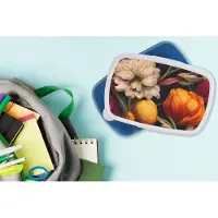 MuchoWow Broodtrommel Blauw - Lunchbox - Brooddoos - Bloemen - Planten - Kleuren - Wit - 18x12x6 cm - Kinderen - Jongen