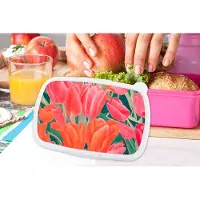 MuchoWow Broodtrommel Roze - Lunchbox - Brooddoos - Tulpen - Bloemen - Roze - Rood - Kunst - 18x12x6 cm - Kinderen - Meisje