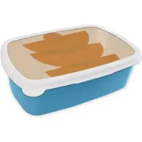 MuchoWow Broodtrommel Blauw - Lunchbox - Brooddoos - Geometrie - Vormen - Geel - Pastel - 18x12x6 cm - Kinderen - Jongen
