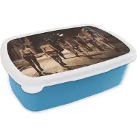 MuchoWow Broodtrommel Blauw - Lunchbox - Brooddoos - Vrouwen - Lingerie - Avond - Straat - 18x12x6 cm - Kinderen - Jongen