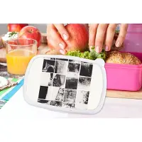 MuchoWow Broodtrommel Roze - Lunchbox - Brooddoos - Mozaïek - Abstract - Zwart - Wit - 18x12x6 cm - Kinderen - Meisje