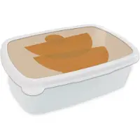 MuchoWow Broodtrommel Wit - Lunchbox - Brooddoos - Geometrie - Vormen - Geel - Pastel - 18x12x6 cm - Volwassenen