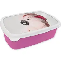 MuchoWow Broodtrommel Roze - Lunchbox - Brooddoos - Kaketoe - Roze - Dieren - Natuur - 18x12x6 cm - Kinderen - Meisje