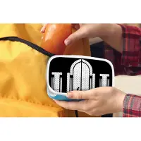 MuchoWow Broodtrommel Blauw - Lunchbox - Brooddoos - Zwart - Wit - Raam - Man - 18x12x6 cm - Kinderen - Jongen