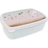 MuchoWow Broodtrommel Wit - Lunchbox - Brooddoos - Luchtballon - Woestijn - Lucht - Landschap - Natuur - 18x12x6 cm - Volwassenen
