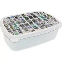 MuchoWow Broodtrommel Wit - Lunchbox - Brooddoos - Deuren - Kleurrijk - Abstract - 18x12x6 cm - Volwassenen