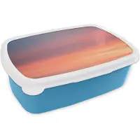 MuchoWow Broodtrommel Blauw - Lunchbox - Brooddoos - Zon - Lucht - Wolken - Roze - 18x12x6 cm - Kinderen - Jongen