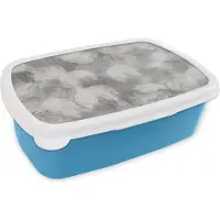 MuchoWow Broodtrommel Blauw - Lunchbox - Brooddoos - Abstract - Verf - Grijs - Schilderij - 18x12x6 cm - Kinderen - Jongen