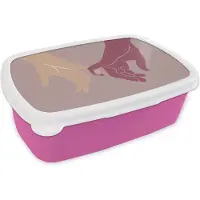 MuchoWow Broodtrommel Roze - Lunchbox - Brooddoos - Handen - Kleuren - Abstract - Kunst - 18x12x6 cm - Kinderen - Meisje