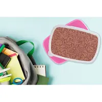 MuchoWow Broodtrommel Roze - Lunchbox - Brooddoos - Bladeren - Planten - Morris - Bruin - 18x12x6 cm - Kinderen - Meisje