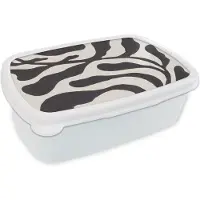 MuchoWow Broodtrommel Wit - Lunchbox - Brooddoos - Bladeren - Plant - Pastel - Zwart - 18x12x6 cm - Volwassenen