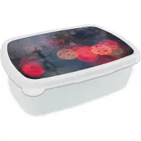 MuchoWow Broodtrommel Wit - Lunchbox - Brooddoos - Abstract - Druppels - Kleuren - Regen - 18x12x6 cm - Volwassenen