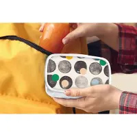 MuchoWow Broodtrommel Wit - Lunchbox - Brooddoos - Kleuren - Abstract - Cirkels - Pastel - 18x12x6 cm - Volwassenen
