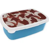 MuchoWow Broodtrommel Blauw - Lunchbox - Brooddoos - Abstract - Bruin - Kleuren - Pastel - 18x12x6 cm - Kinderen - Jongen