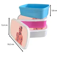 MuchoWow Broodtrommel Wit - Lunchbox - Brooddoos - Portret - Man - Pastel - Paars - Kunst - 18x12x6 cm - Volwassenen