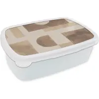 MuchoWow Broodtrommel Wit - Lunchbox - Brooddoos - Abstract - Puzzel - Vormen - Kleuren - 18x12x6 cm - Volwassenen