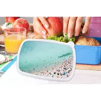MuchoWow Broodtrommel Blauw - Lunchbox - Brooddoos - Zee - Strand - Parasols - Blauw - Zomer - 18x12x6 cm - Kinderen - Jongen