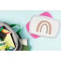 MuchoWow Broodtrommel Roze - Lunchbox - Brooddoos - Abstract - Kunst - Regenboog - Patroon - 18x12x6 cm - Kinderen - Meisje