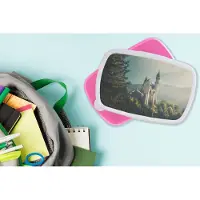MuchoWow Broodtrommel Roze - Lunchbox - Brooddoos - Natuur - Kasteel - Berg - Neuschwanstein - 18x12x6 cm - Kinderen - Meisje