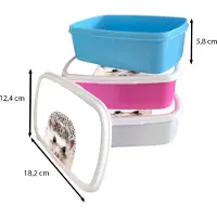 MuchoWow Broodtrommel Blauw - Lunchbox - Brooddoos - Egel - Dieren - Natuur - Wit - 18x12x6 cm - Kinderen - Jongen