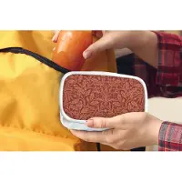 MuchoWow Broodtrommel Wit - Lunchbox - Brooddoos - Bladeren - Planten - Morris - Bruin - 18x12x6 cm - Volwassenen