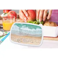 MuchoWow Broodtrommel Wit - Lunchbox - Brooddoos - Zee - Strand - Parasols - Water - Zomer - 18x12x6 cm - Volwassenen