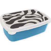 MuchoWow Broodtrommel Blauw - Lunchbox - Brooddoos - Bladeren - Plant - Pastel - Zwart - 18x12x6 cm - Kinderen - Jongen