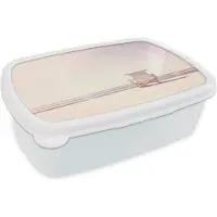 MuchoWow Broodtrommel Wit - Lunchbox - Brooddoos - Strand - Hut - Zon - Zee - Zomer - 18x12x6 cm - Volwassenen