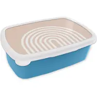 MuchoWow Broodtrommel Blauw - Lunchbox - Brooddoos - Abstract - Kunst - Regenboog - Wit - Roze - 18x12x6 cm - Kinderen - Jongen