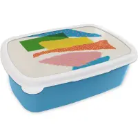 MuchoWow Broodtrommel Blauw - Lunchbox - Brooddoos - Abstract - Kunst - Vormen - Regenboog - 18x12x6 cm - Kinderen - Jongen