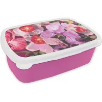 MuchoWow Broodtrommel Roze - Lunchbox - Brooddoos - Roze - Orchidee - Bloemen - Kleuren - Botanisch - 18x12x6 cm - Kinderen - Meisje