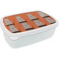 MuchoWow Broodtrommel Wit - Lunchbox - Brooddoos - Deur - Balkon - Architectuur - Palmboom - Oranje - 18x12x6 cm - Volwassenen