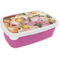 MuchoWow Broodtrommel Roze - Lunchbox - Brooddoos - Bloemen - Planten - Orchidee - Kunst - 18x12x6 cm - Kinderen - Meisje