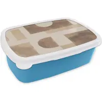 MuchoWow Broodtrommel Blauw - Lunchbox - Brooddoos - Abstract - Puzzel - Vormen - Kleuren - 18x12x6 cm - Kinderen - Jongen