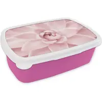 MuchoWow Broodtrommel Roze - Lunchbox - Brooddoos - Bloem - Roze - Natuur - Plant - 18x12x6 cm - Kinderen - Meisje