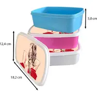 MuchoWow Broodtrommel Roze - Lunchbox - Brooddoos - Vrouw - Portret - Pastel - Rood - 18x12x6 cm - Kinderen - Meisje