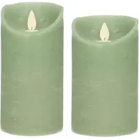 Anna's Collection Set van 2x stuks Jade Groen Led kaarsen met bewegende vlam - 12.5 en 15 cm - Sfeer stompkaarsen voor binnen