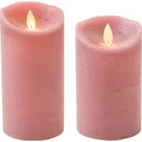 Anna's Collection Set van 2x stuks Antiek Roze Led kaarsen met bewegende vlam - 12.5 en 15 cm - Sfeer stompkaarsen voor binnen