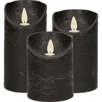Anna's Collection Set van 3x stuks Zwarte Led kaarsen met bewegende vlam - Sfeer stompkaarsen voor binnen