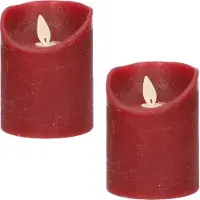 Anna's Collection Stompkaars - 3x - LED - bordeaux rood - H10 cm - bewegende vlam - kaars