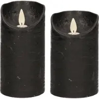 Anna's Collection Set van 2x stuks Zwarte Led kaarsen met bewegende vlam - 12.5 en 15 cm - Sfeer stompkaarsen voor binnen