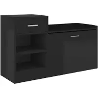 vidaXL Schoenenbank 94,5x31x57 cm bewerkt hout hoogglans zwart