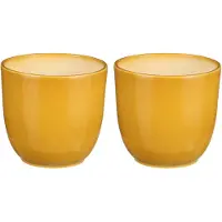 Mica Decorations Plantenpot Tusca - 2x - Okergeel - keramiek - D19.5/H18.5 cm - Plantenpotten