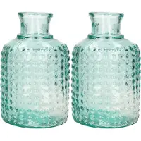 Atmosphera Bloemenvaas - 2x - Apotheker Fles model - transparant - 3D glas - H20 x D12 cm - Vazen
