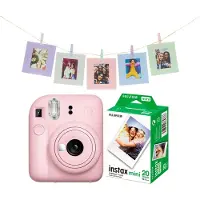 Fujifilm mini 12 Bundel - Instant camera + 2 x 10 stuks film & fotokaarten - Blossom Pink