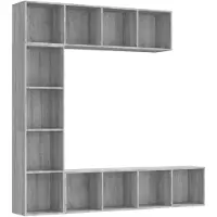 vidaXL 3-delige boekenkast- / tv-meubelset 180x30x180 cm grijs sonoma