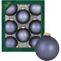 Merkloos Krebs Kerstballen - 8 st - glas - blue stone velvet - 7 cm - Kerstbal