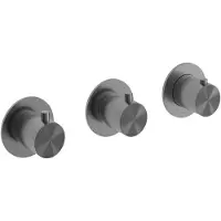 Hotbath Afbouwdeel archie inbouw douche thermostaat 2 stopkranen horizontaal en verticaal geborsteld gunmetal pvd